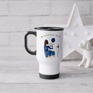 Best Hockey Mum   Blue & Orange Monogram Jersey Travel Mug