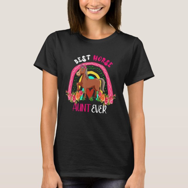 Best Horse Aunt Ever Cute Horse Bow Tie Farm Mothe T-Shirt (Front)