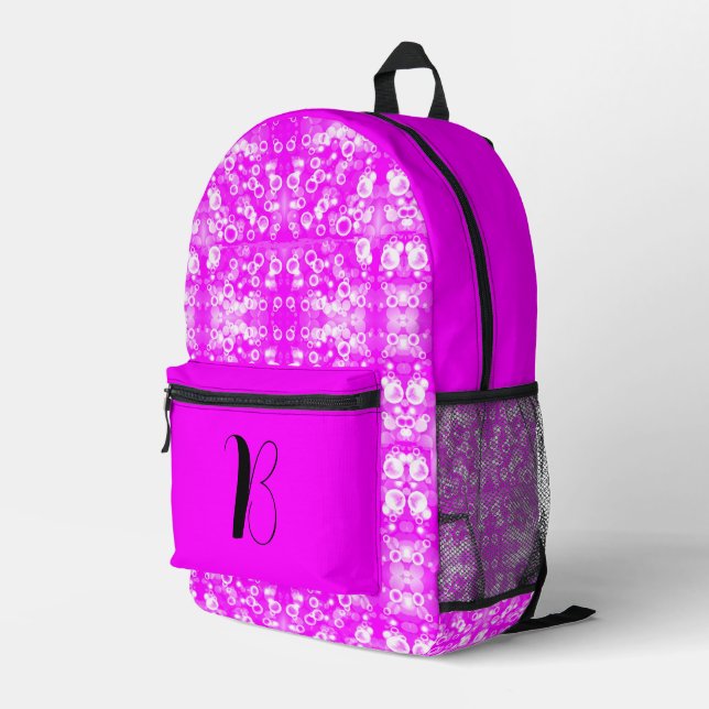 Best Hot Pink Colour - Aesthetic Monogrammed Printed Backpack (Back Corner Right)