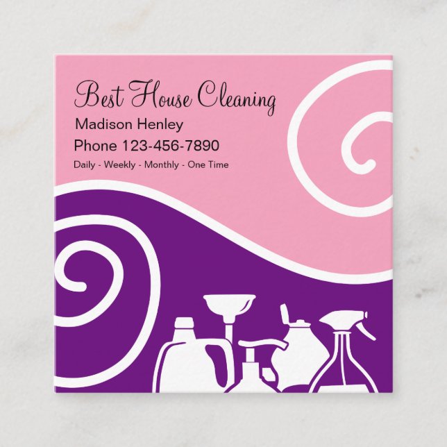 Best House Cleaning Service Square Business Card (Front)