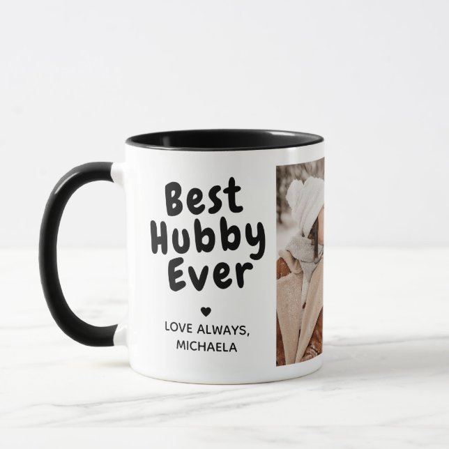Best Hubby Ever 2-Photo Collage & Custom Message Mug (Left)