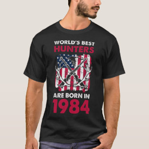 Best Hunters Born In 1984 Deer Hunting American Fl T-Shirt