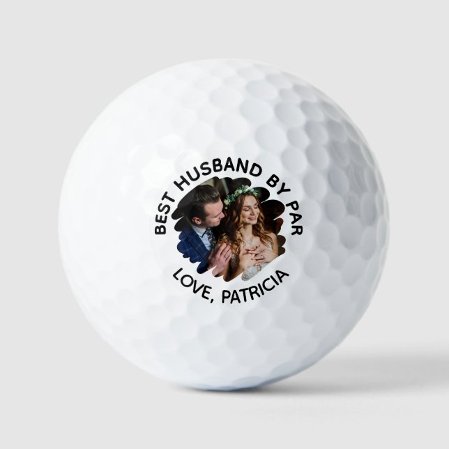 Best Husband by Par with Custom Photo & Text Golf Balls (Front)