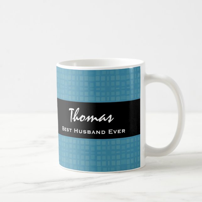 Best Husband Ever Blue and Black Custom Name Coffee Mug (Right)