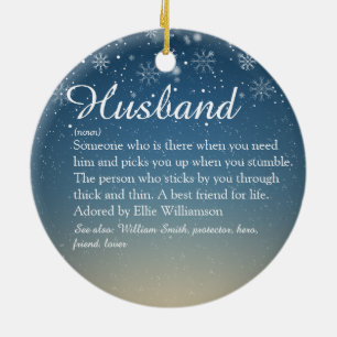 Best Husband Ever Definition Photo Snowflakes Ceramic Tree Decoration