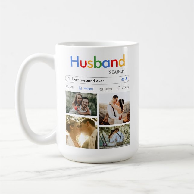 Best Husband Ever Funny Search | 4 Photo Collage Coffee Mug (Left)