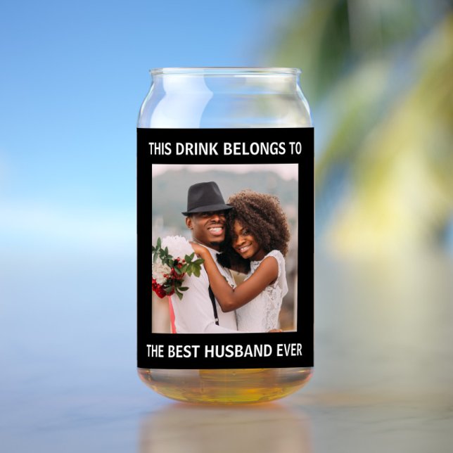 Best Husband Ever Personalised Photo Black Can Glass (Creator Uploaded)