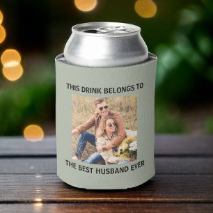 Best Husband Ever Personalised Photo Sage Green Can Cooler