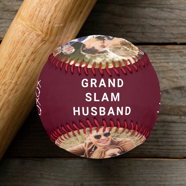 Best Husband Ever Personalised Photos Burgundy Baseball (Creator Uploaded)