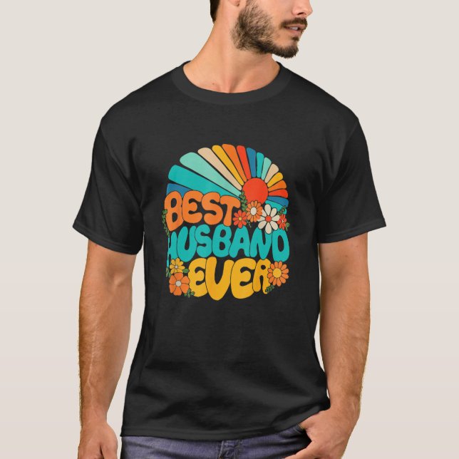 Best Husband Ever Retro Groovy 70s Fathers Day Hub T-Shirt (Front)