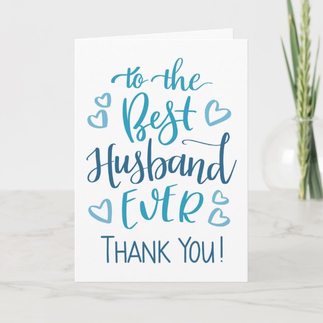 Best Husband Ever Thank you Typography in Blue Card (Front)
