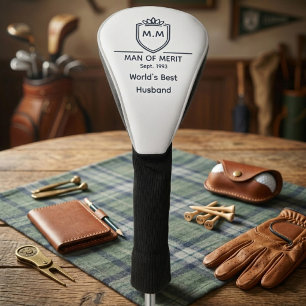 Best Husband Monogram Initials Name Man Of Merit Golf Head Cover