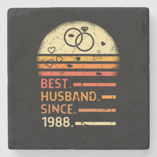 Best husband since 1988 retro vintage father's day stone coaster