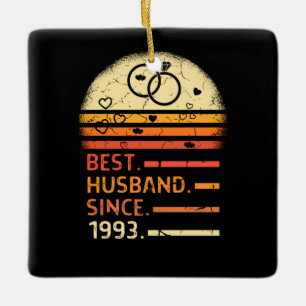 Best husband since 1993 retro vintage father's day ceramic ornament