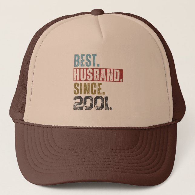 BEST HUSBAND SINCE 2001 PERSONALIZED  TRUCKER HAT (Front)