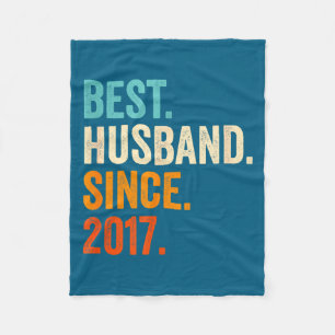 Best Husband Since 2017 8th Wedding Fleece Blanket