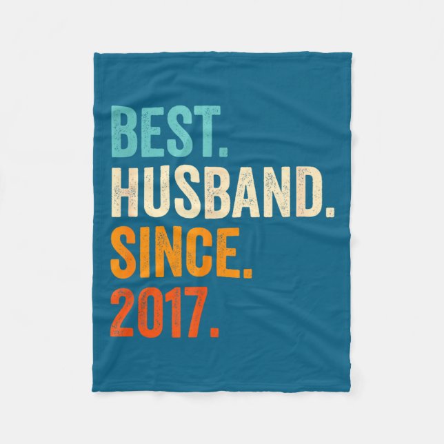 Best Husband Since 2017 8th Wedding Fleece Blanket (Front)