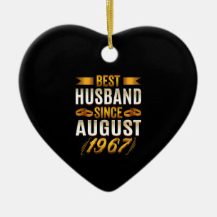 Best Husband Since August 1967 Funny Anniversary Ceramic Tree Decoration