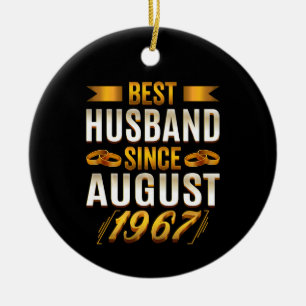 Best Husband Since August 1967 Funny Anniversary Ceramic Tree Decoration