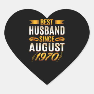 Best Husband Since August 1970 Funny Anniversary Heart Sticker