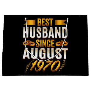 Best Husband Since August 1970 Funny Anniversary Large Gift Bag
