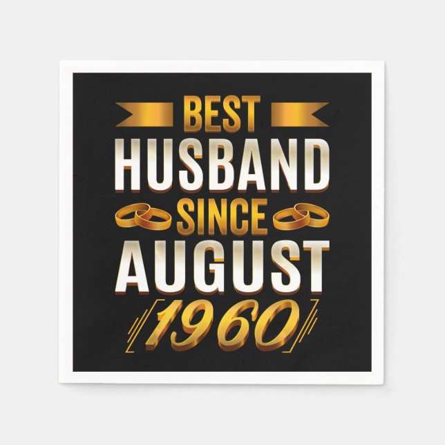 Best Husband Since August Funny 60th Anniversary Napkin (Front)