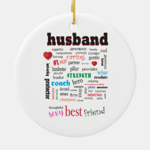 Best Husband Word Cloud Ceramic Tree Decoration
