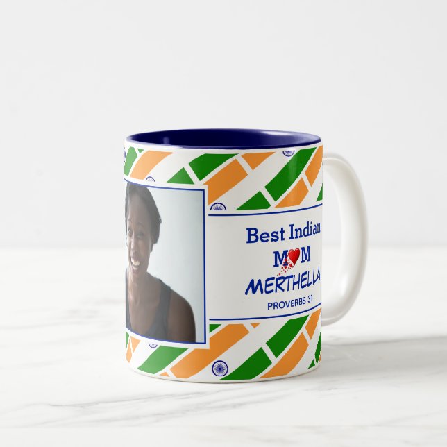 BEST INDIAN MOM Personalised Photo Two-Tone Coffee Mug (Front Right)
