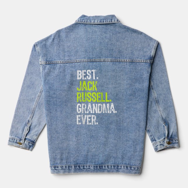 Best Jack Russell Grandma Ever Dog Raglan  Denim Jacket (Back)