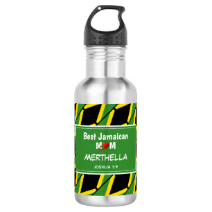 BEST JAMAICAN MOM Jamaica Flag Personalised 532 Ml Water Bottle