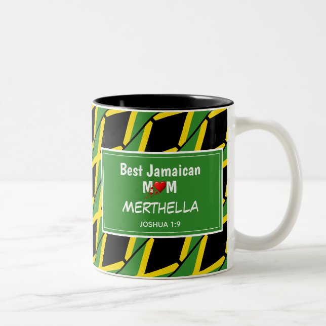 BEST JAMAICAN MOM Personalised Jamaica Flag Two-Tone Coffee Mug (Right)