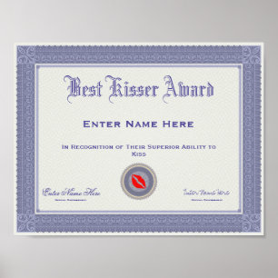 Best Kisser Award Personalised Poster