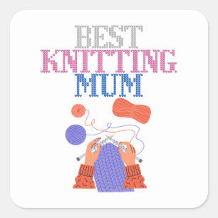 Best knitting mum 01 keychain square sticker