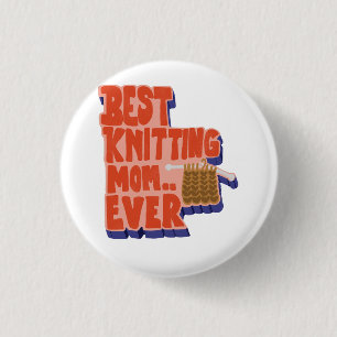 Best Knitting Mum Ever Retro Vintage Typography 3 Cm Round Badge