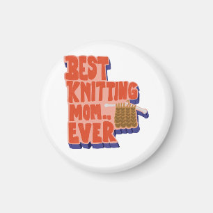 Best Knitting Mum Ever Retro Vintage Typography Magnet