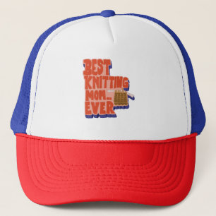 Best Knitting Mum Ever Retro Vintage Typography Trucker Hat