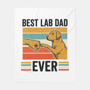 Best Lab Dad Ever Labrador Vintage T-Shirt Design_ Fleece Blanket