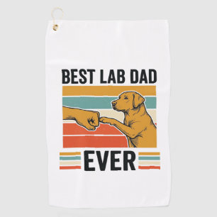 Best Lab Dad Ever Labrador Vintage T-Shirt Design_ Golf Towel