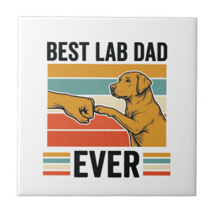 Best Lab Dad Ever Labrador Vintage T-Shirt Design_ Tile