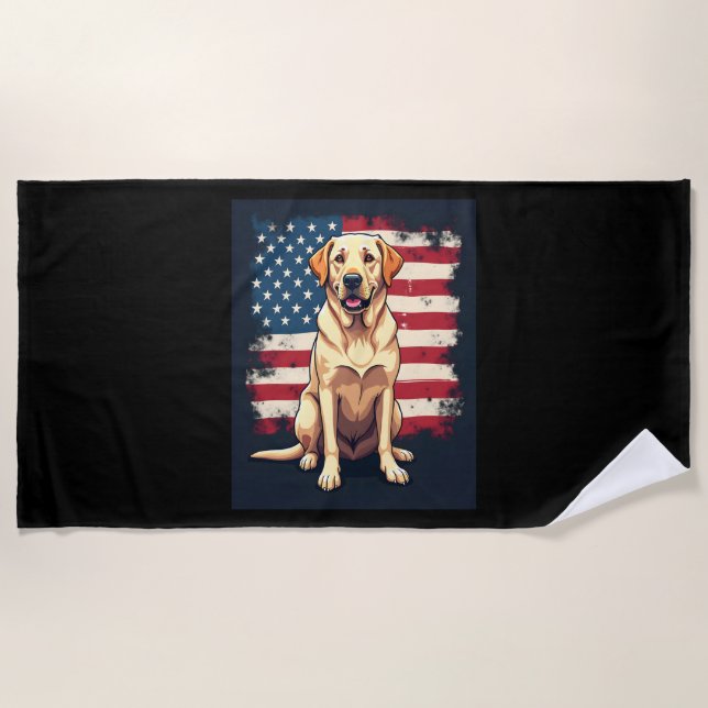 Best Labrador For Men Women Yellow Lab Dog Retriev Beach Towel (Front)