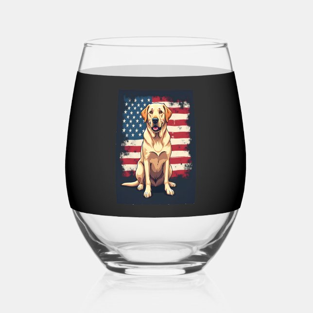Best Labrador For Men Women Yellow Lab Dog Retriev Stemless Wine Glass (Front)