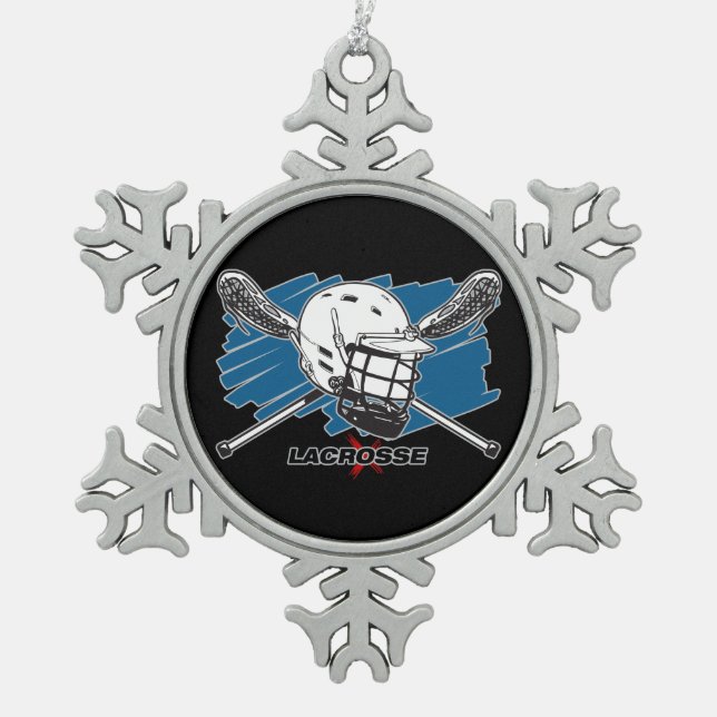 Best Lacrosse Snowflake Pewter Christmas Ornament (Front)