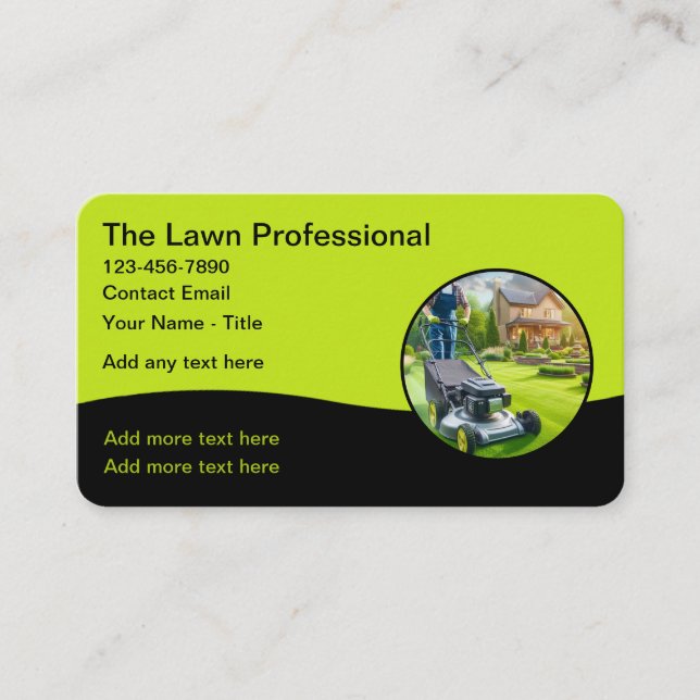 Best Lawn Care Mowing Service Business Cards (Front)