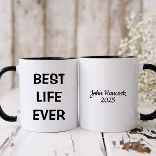 Best Life Ever Baptism Black and White Mug