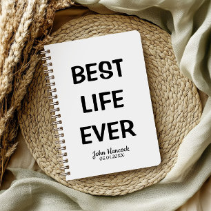Best Life Ever Baptism Black and White Notebook