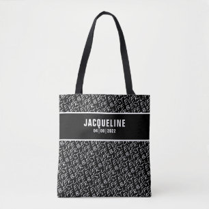 Best Life Ever Black with White Text Personalised Tote Bag