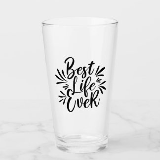 Best Life Ever Splash Calligraphy Black Glass