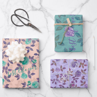 Best life ever text Customize Wrapping Paper Sheet