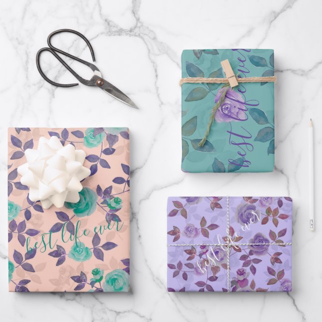 Best life ever text Customize Wrapping Paper Sheet (Front)