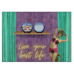 Best Life Funky Vintage Kitsch  Cutting Board